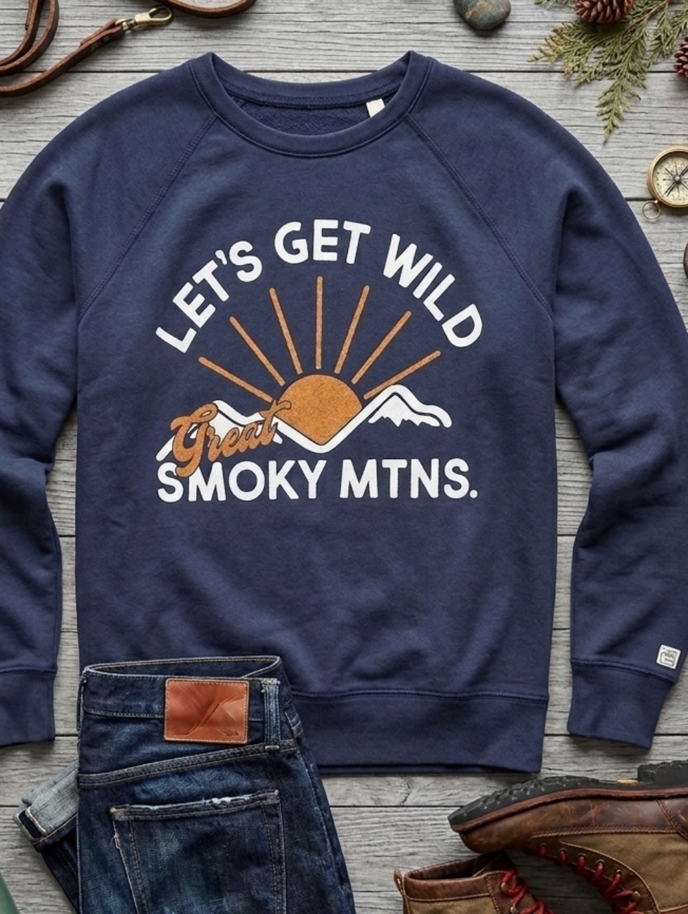 Let’s Get Wild Smoky Mtns. Navy Graphic Crewneck Sweatshirt
